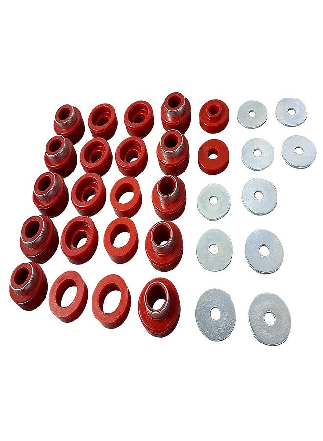 BST BSSP Body Mount Bushings Insert Red 22-Piece Kit for 1987 1988 1989 1990 1991 1992 1993 1994 1995 Jeep Wrangler 1-105 Body Mount Kit Fits 87-95 Wrangler (YJ) - Image 1